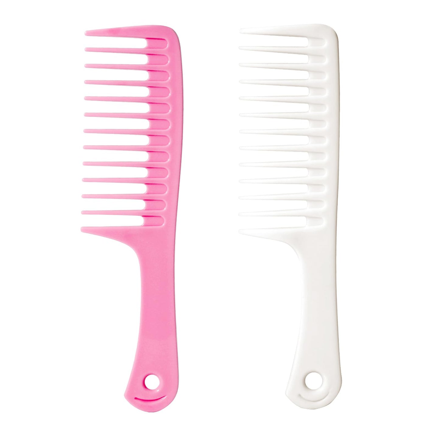 2PCS Wide Tooth Comb for Curly Hair, Large Detangling Comb for Wet or Dry Hair, Shower Comb for Women and Men(Black-Pink)