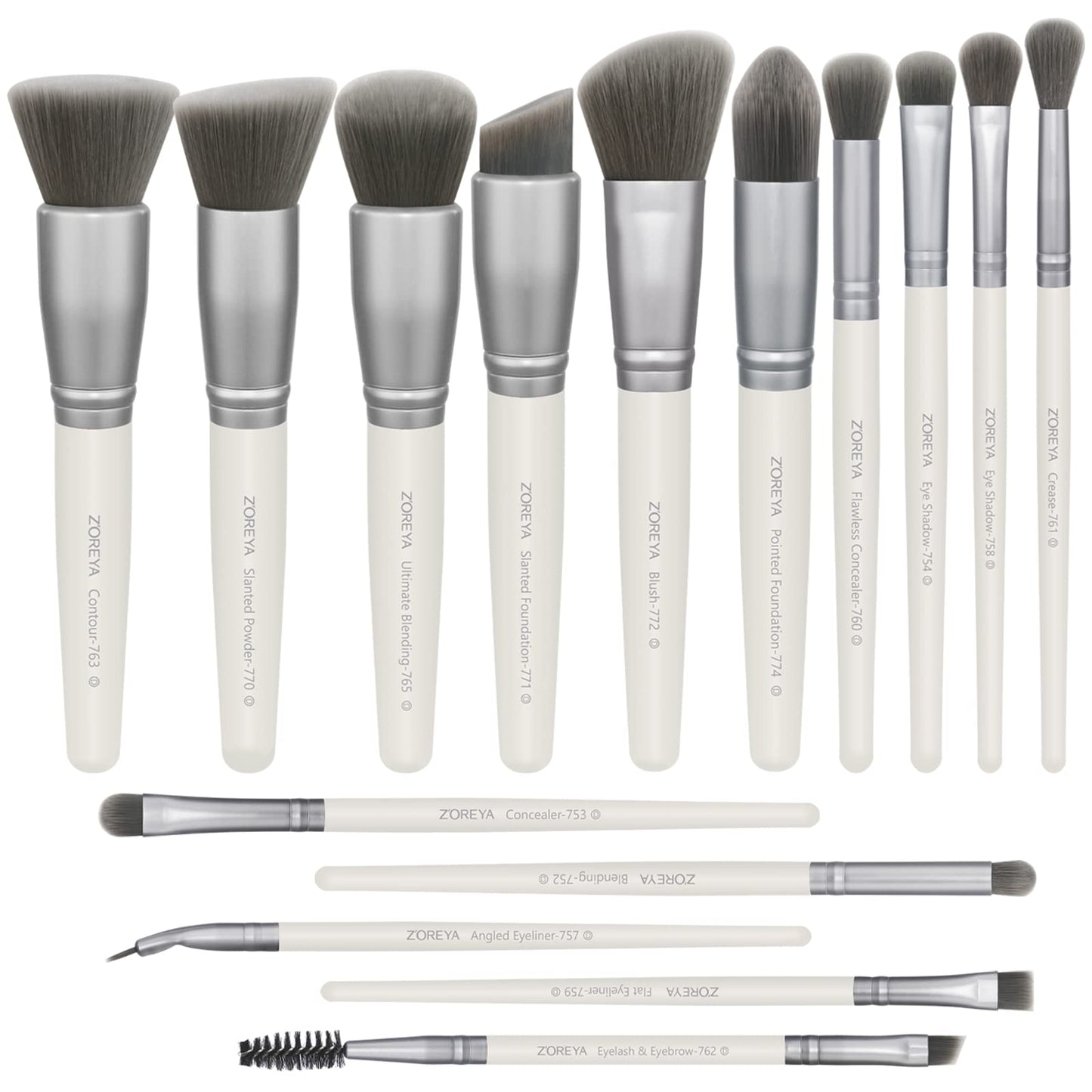 Raffaello Makeup Brushes 15Pcs Makeup Brush Set Premium Synthetic Bristles | for Powder, Foundation, Contour, Blush, Concealer, Bronzer, Buffing, Eye Shadow Blending Liner