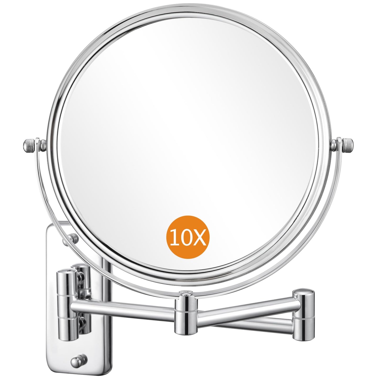 DECLUTTR 8 Inch Wall Mounted Magnifying Mirror with 10x Magnification, Double Sided Vanity Makeup Mirror for Bathroom, Chrome Finished