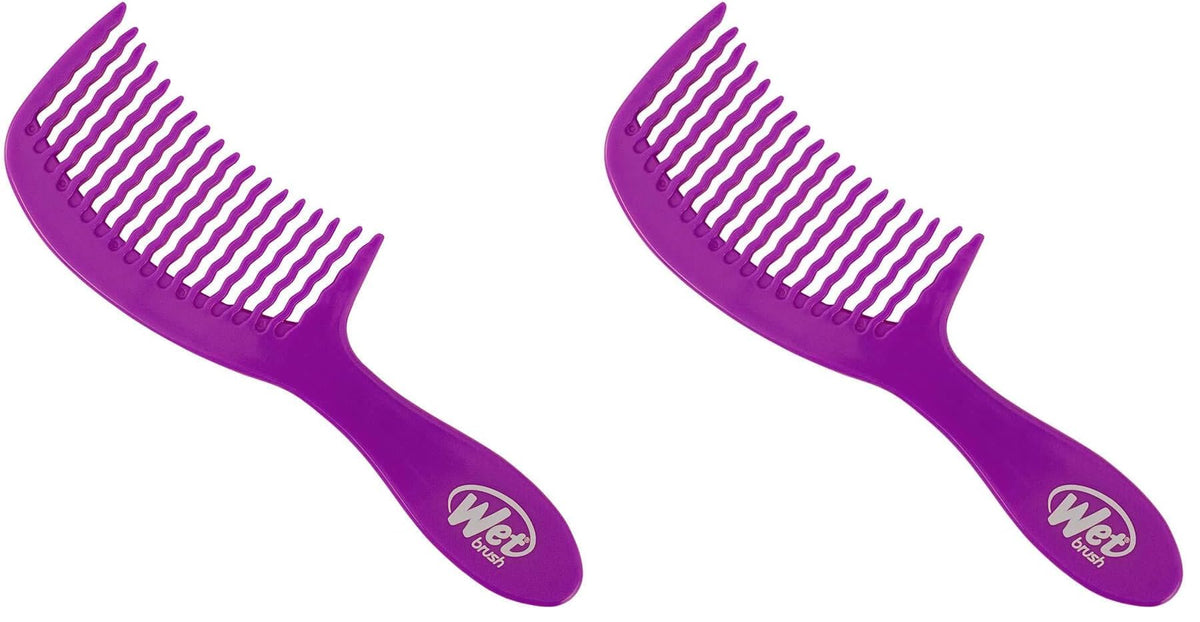 Wet Brush Detangling Comb, Black - Wide Tooth Hair Detangler with WaveTooth Design That Gently and Glides Through Tangles - Brush Throough Conditioner and Hair Masks - Gentle On Scalp and Pain-Free