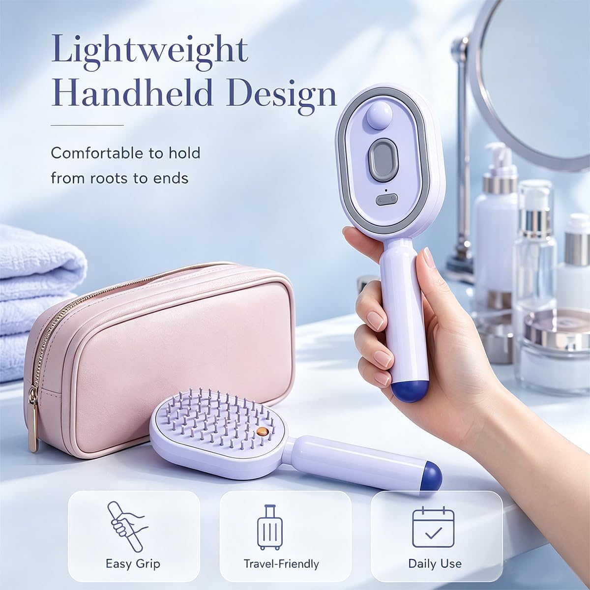 Electric Spray Air Cushion Massage Comb,2026 New 5 in 1 Air Cushion Brush with Self-Cleaning Airbag for applying essential oils, Relieve Hair Tangles & Dryness(Purple)
