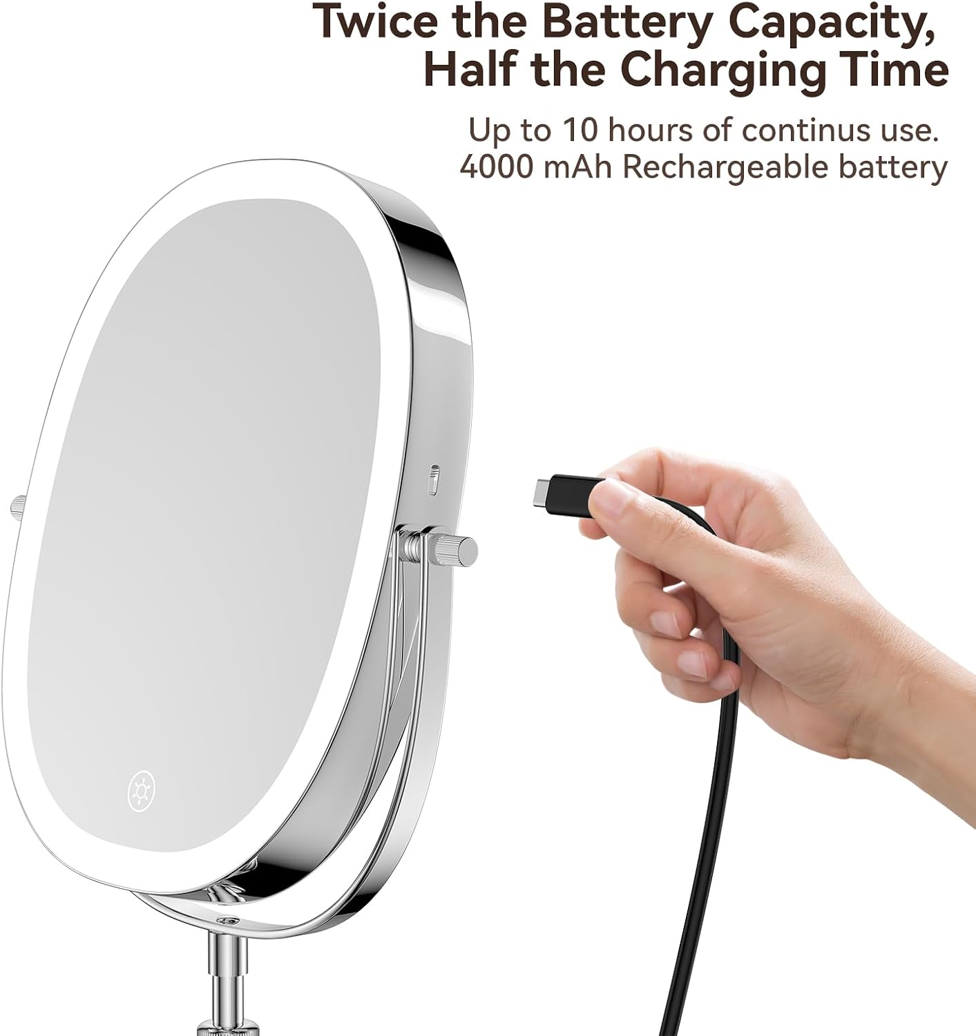 9″ Lighted Makeup Mirror with Magnification, Height Adjustable Vanity Mirror, Rechargeable Makeup Mirror with Lights- 3 Modes, 360° Swivel Double Sided 7x Magnifying Mirror, Mothers Day Gifts for Mom