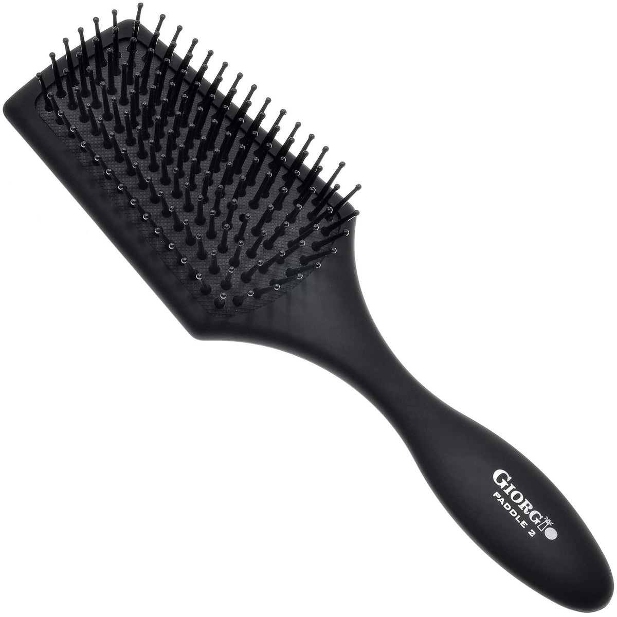 Giorgio Detangling Paddle Brush - Large Air Cushion Paddle Brush with Ball Tip Tourmaline Bristles - Anti Static Hair Care Tool for Men and Women, Wet or Dry - Black