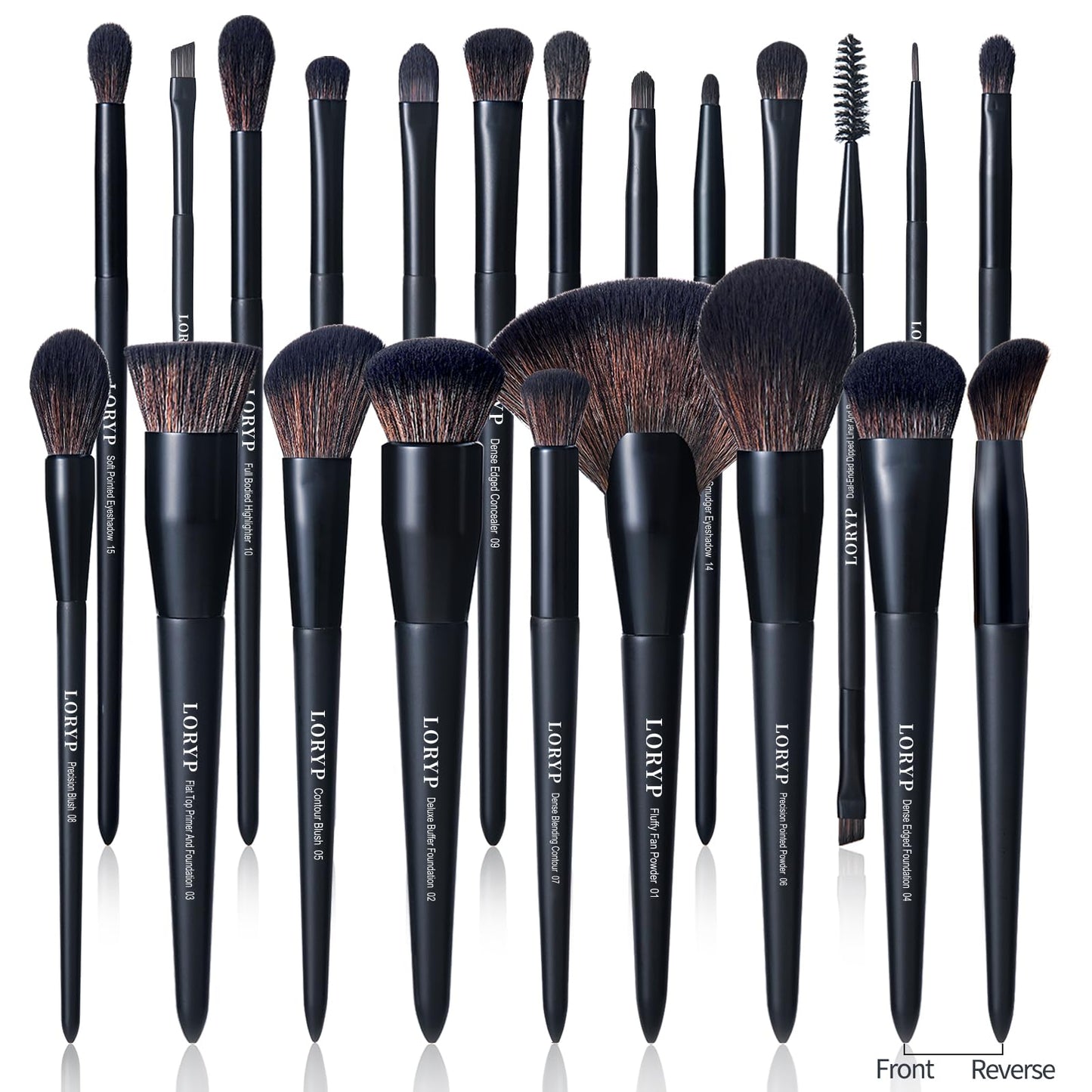 LORYP Makeup Brushes Set Labeled 18 Piece Face and Eye Brush Set Ultra soft hair Foundation, Concealer, Blush, Contour, Blending, Eyeshadow Khaki Brush kit