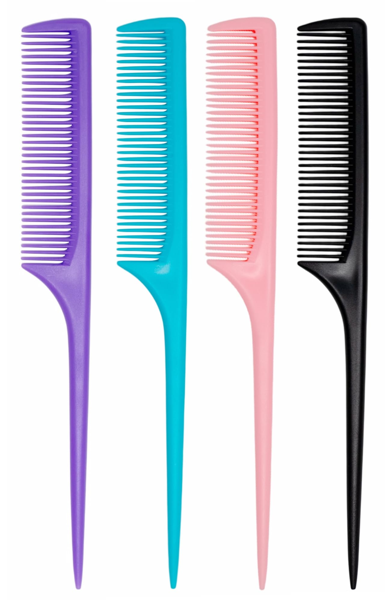 4 Pcs Rat Tail Comb Set for Women -Fine Tooth Styling comb with Pick, Anti-Static Heat Resistant Teasing Comb,Professional Hair Parting Tools for Smooth Detangling, Updos & Salon-Perfect Hairstyles.