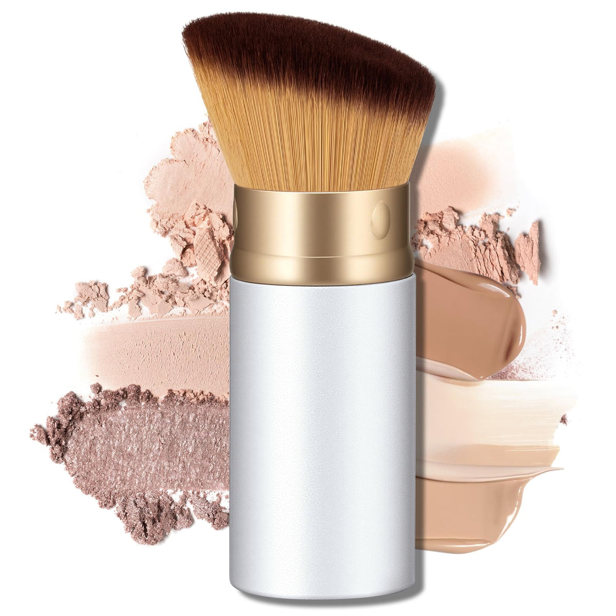 Angled Kabuki Brush with Retractable Desige For Professional makeup | Flawless Application of Foundation,Powder,Blush,Bronzer With Aluminium Body, Non-Toxic Bristles,Cream&liquid cosmetics(Black)