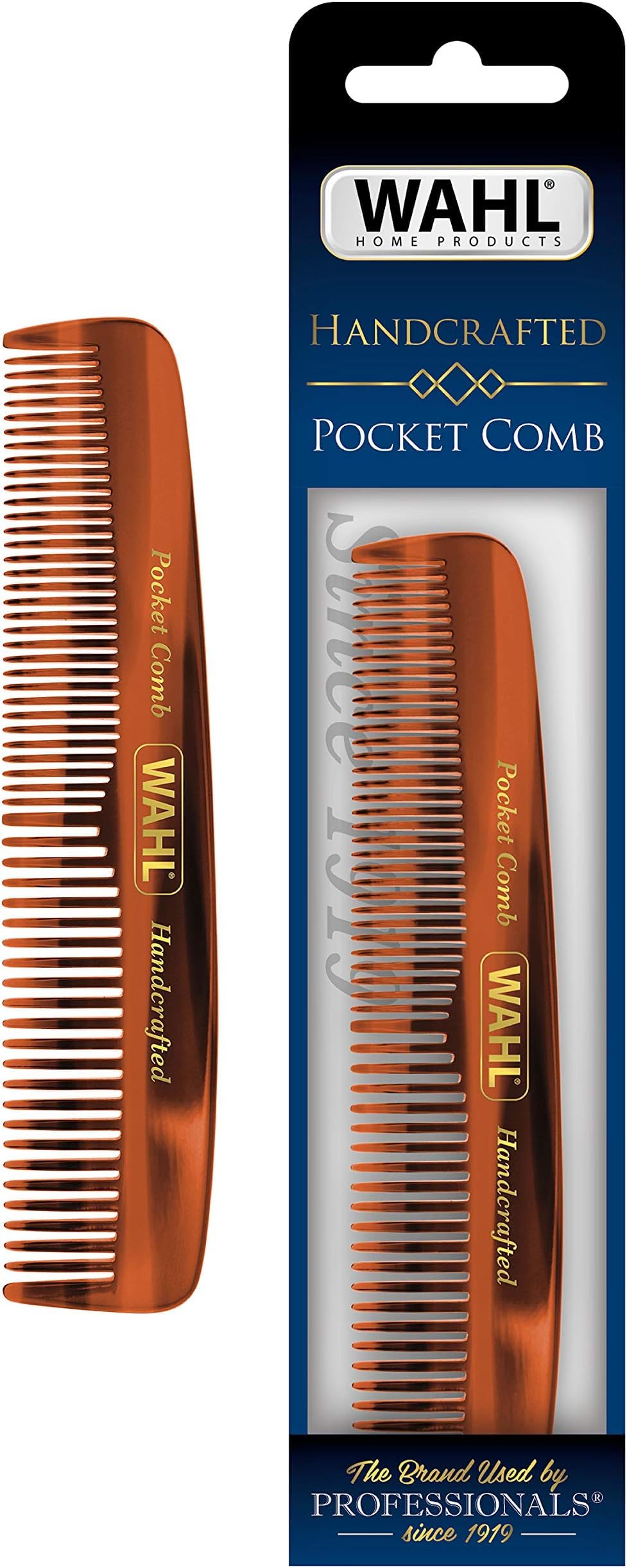 Wahl Handcrafted Beard, Mustache & Hair Pocket Comb for Men's Grooming