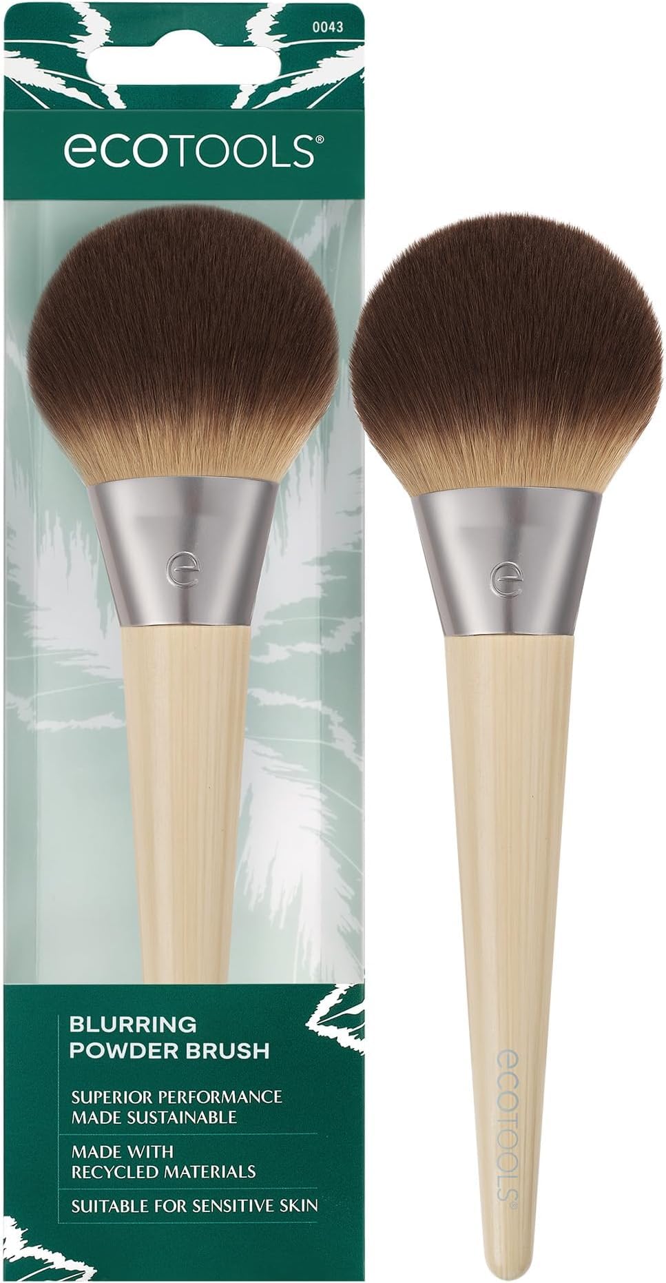 EcoTools Blurring Powder Makeup Brush, Large Makeup Brush, 1 Count | Blurred coverage with powder brush, face powder brush for loose and pressed powder, fluffy makeup brush with tapered bristles