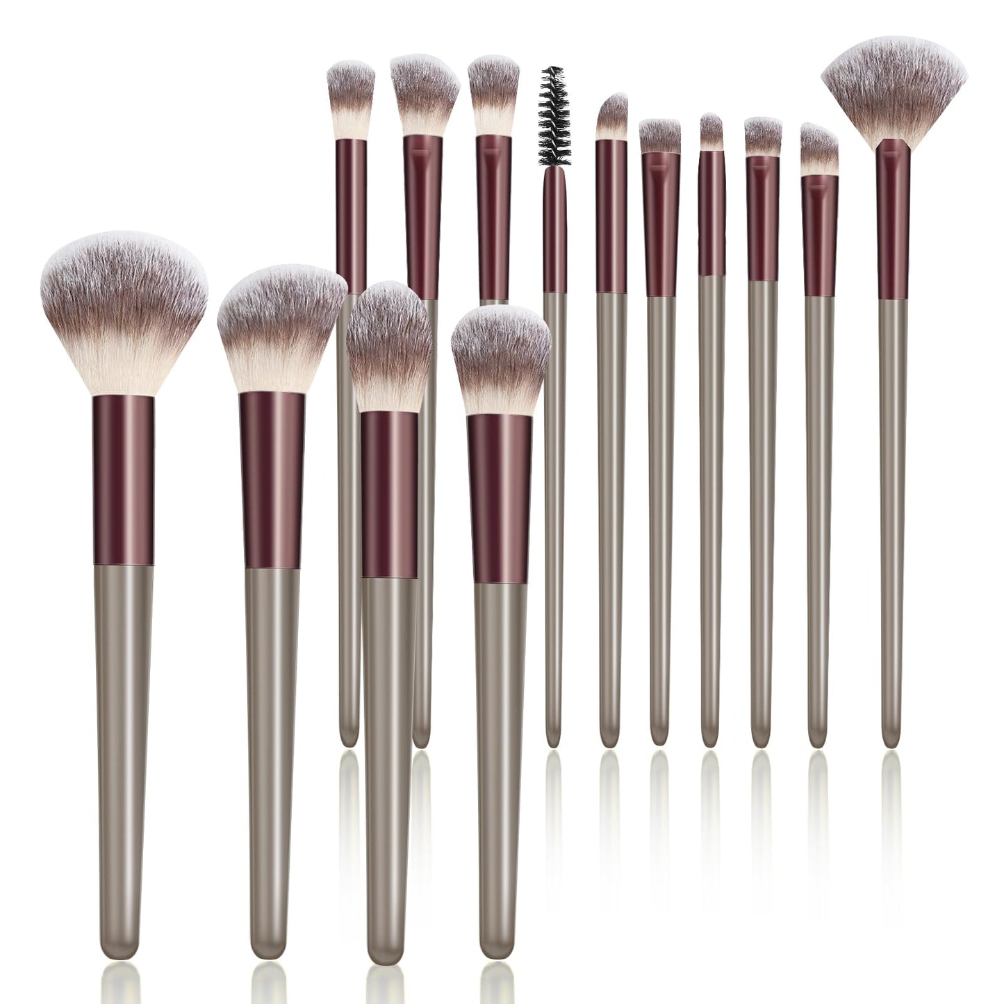 Makeup Brushes, 14 Pcs Travel makeup Brush Set, Black | Fibrous bristles, high density, fluffy, one-handle design,for Foundation, Concealer, Blush and Eyeshadow Brush