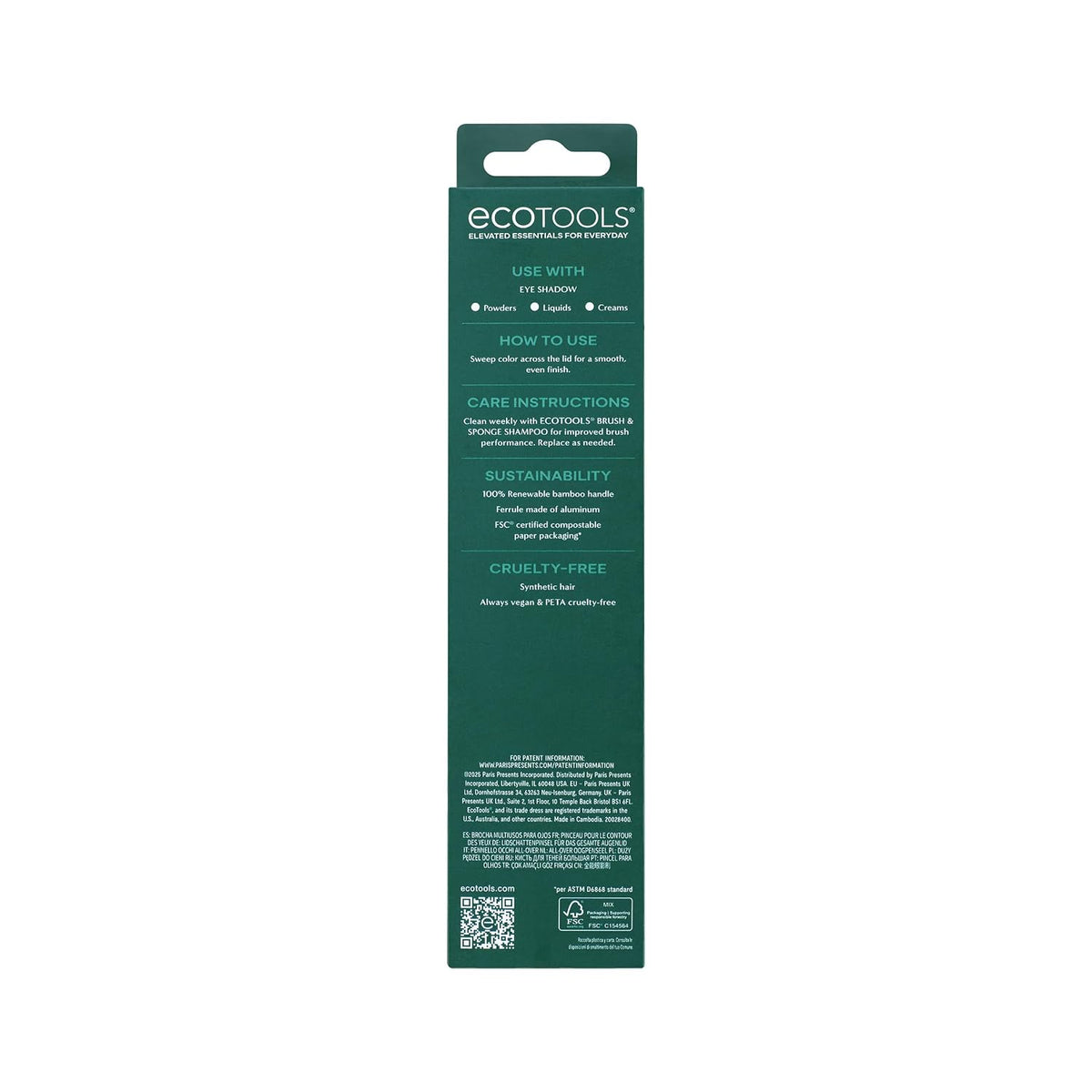 EcoTools All Over Eye Brush, Fluffy Eyeshadow Brush, Cruelty-Free, 1 Count | Eye shadow brush for blending lid and crease color, soft synthetic bristles for everyday eye makeup, sustainable, vegan