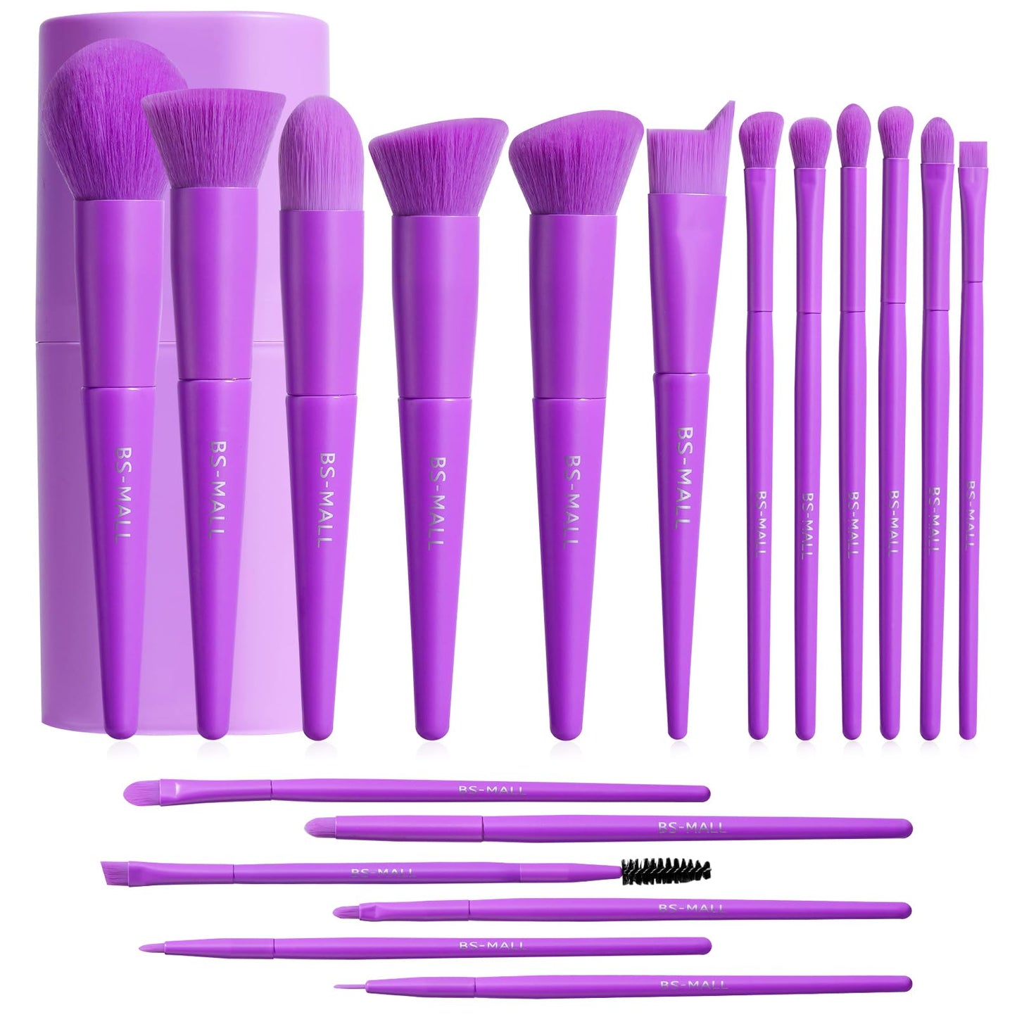 BS-MALL Makeup Brush Set 18 Pcs Professional Foundation Powder Concealers Eyeshadow Blush Synthetic Makeup Brushes with Labeled instruction Black Case Upgraded Version | Professional Foundation Powder Concealers Eyeshadow Blush Synthetic Makeup Brushes