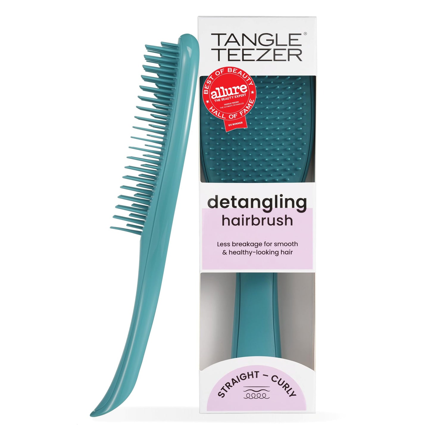 Tangle Teezer Ultimate Detangler Brush, Straight to Wavy, Millennial Pink | Patented two-tier, regular-flex teeth reduce breakage & split ends on wet or dry hair; Shower-friendly hairbrush for all ages