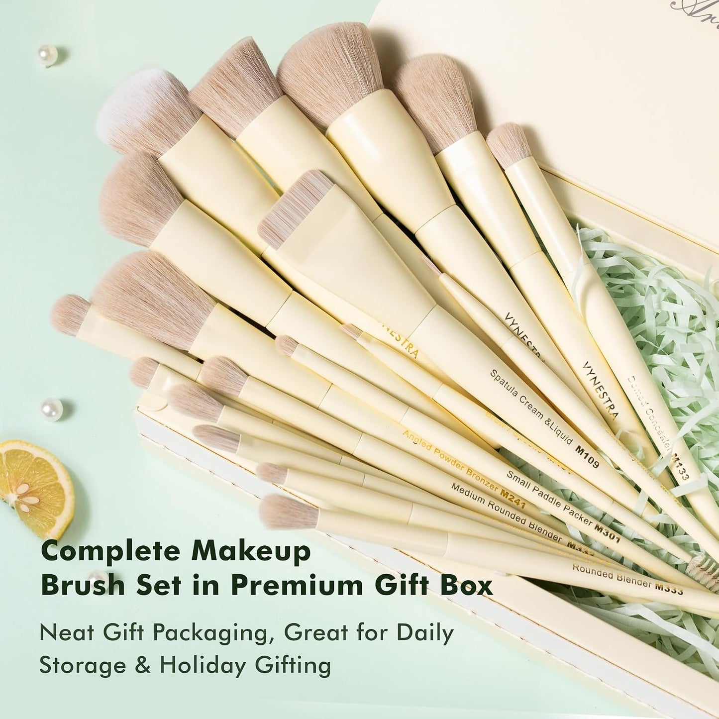 Buttery Blends Brush Set 18Pcs Face&Eye Makeup Brushes Set labeled | Make up Brushes Gift Set ultra Soft Complete with Blending,Foundation,Concealer,Blush,Bronzer, Eyeshadow Brush & Non-Shedding