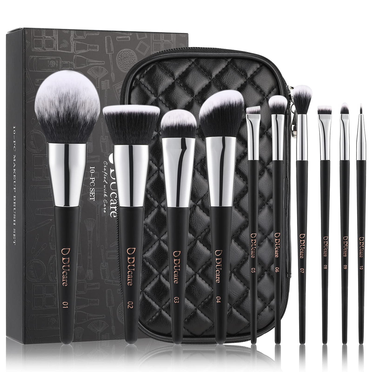DUcare Makeup Brushes with Travel Bag 15Pcs Makeup Brush Set | Premium Synthetic Powder Foundation Contour Blush Concealer Eye Shadow Blending Liner Make Up Brush Kit