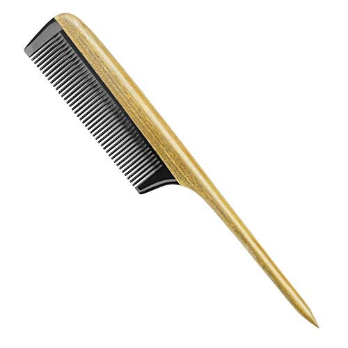 Onedor Handmade Buffalo Horn and Sandalwood Hair Combs - Anti-Static Natural Scent Wooden Detangler (Fine Tooth) | Handmade, Green Sandalwood Handle, 8 x 2 in, 0.1 in Tooth Spacing, Rounded Teeth, Helps Reduce Static, Men and Women