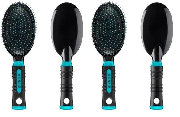 Conair Salon Results Hair Brush, Detangling Hair Brush for Men and Women, For All Hair Types, Metal Bristles and Cushion Base