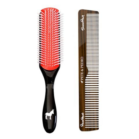 Pete & Pedro Classic Cushion 9 Row Nylon Bristle Detangling Hairbrush | 9 Row Nylon Bristle Hairbrush For Men And Women To Detangle, Style, Shape, Blow Dry, And Smooth Thick, Curly, All Hair Types