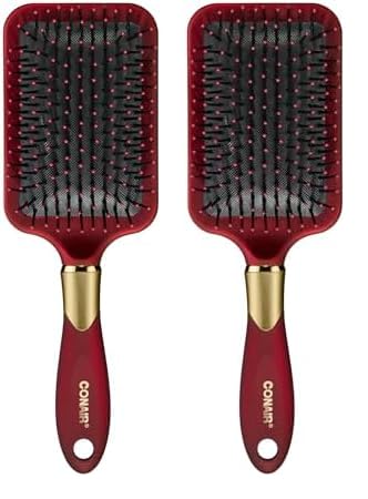 Conair Paddle Hair Brush, Ultra Wide Detangling Design for Thick Hair | Paddle detangler brush with ball-tipped bristles, a soft-touch handle, and a flexible cushion base for stress-free brushing