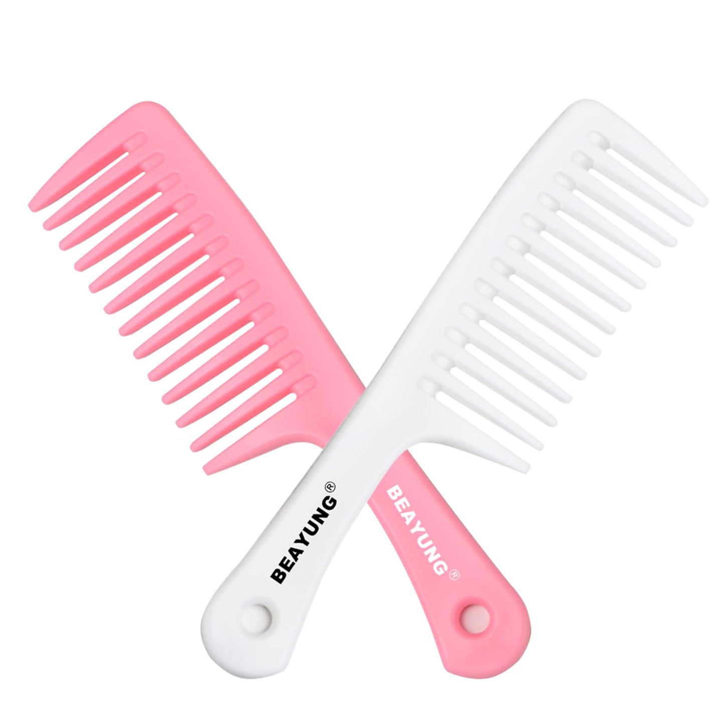 2PCS Large Wide Tooth Comb, Shower Combs, Hair comb for wet curly hair, Durable Hair Brush for Best Styling and Professional Hair Care(1Black,1White)