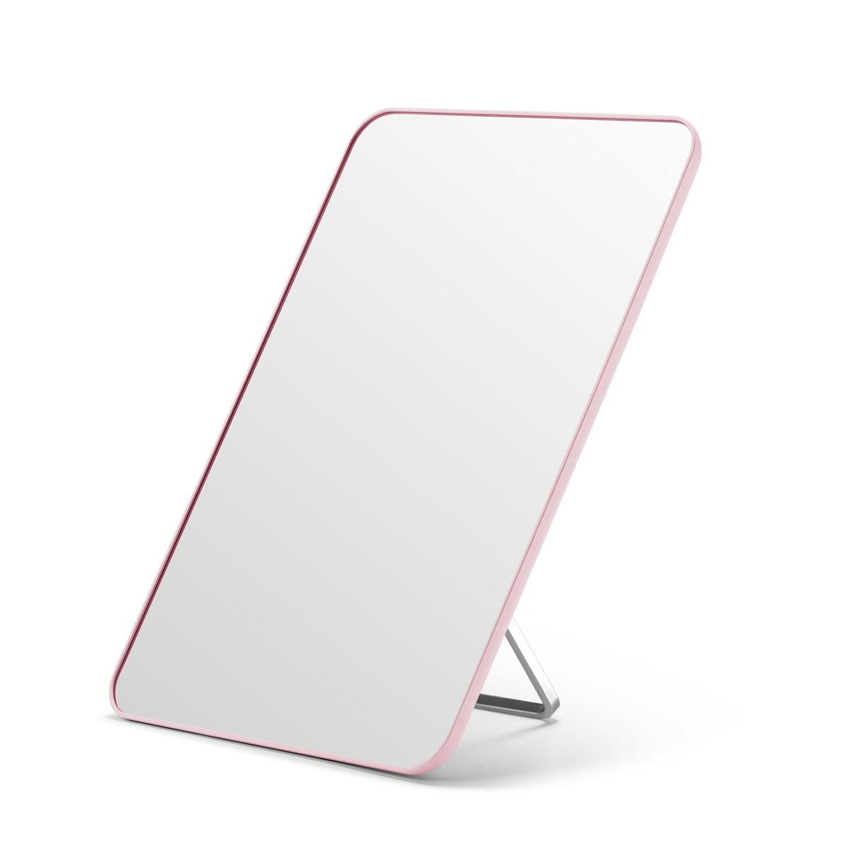 OMIRO 8 x 5 in Desk Makeup Mirror with Stand and Hanging Hole, White | Table Mirror with Foldable Bracket, Travel Mirror for Men and Women, Shaving and Travel, Distortion-Free Reflection