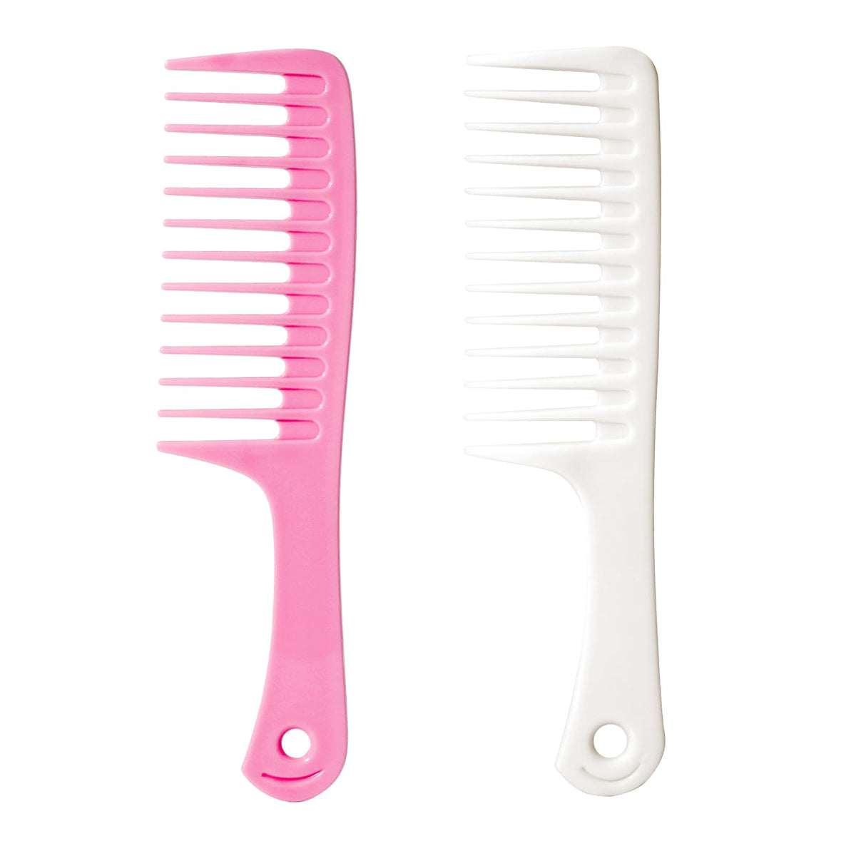 2PCS Wide Tooth Comb for Curly Hair, Large Detangling Comb for Wet or Dry Hair, Shower Comb for Women and Men(Black-Pink)