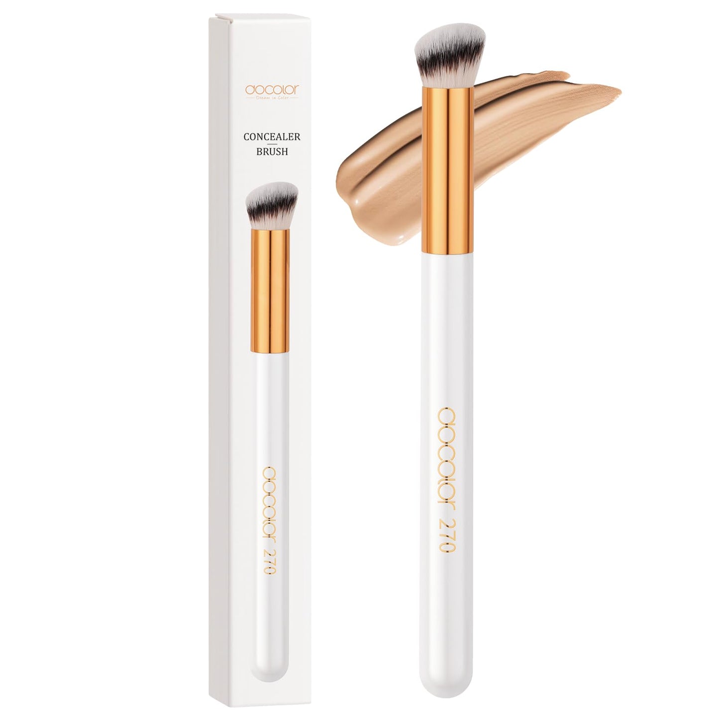 docolor Concealer Brush, 2PCS Angled Concealer Brushes Under Eye Mini Angled Flat Top Nose Contour Brush for Concealing Blending Setting