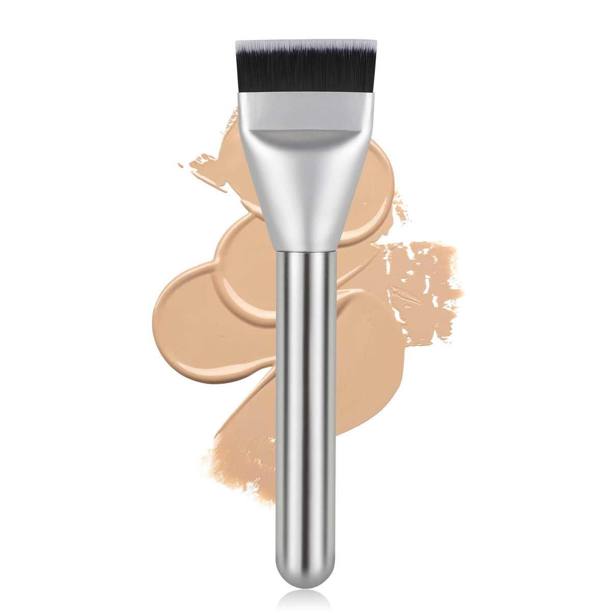 Flat Foundation Brush,Korean Makeup Brush Spatula Facial Brush | For Liquid Foundation,Premium Face Makeup Brush for Blending Cream (Silver)