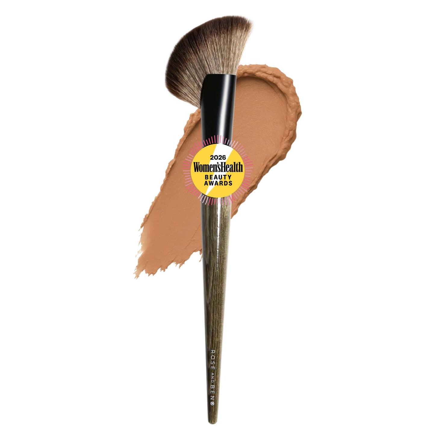 Rose and Ben Beauty C41 Angled Blush Brush | Multi-Use Angled Makeup Brush, Use with Pressed, Powder & Cream Cosmetics, Non-Shedding Synthetic Bristles, Cruelty-Free