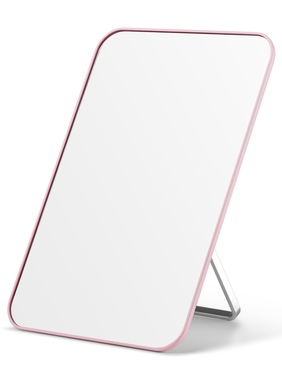 OMIRO 8 x 5 in Desk Makeup Mirror with Stand and Hanging Hole, White | Table Mirror with Foldable Bracket, Travel Mirror for Men and Women, Shaving and Travel, Distortion-Free Reflection