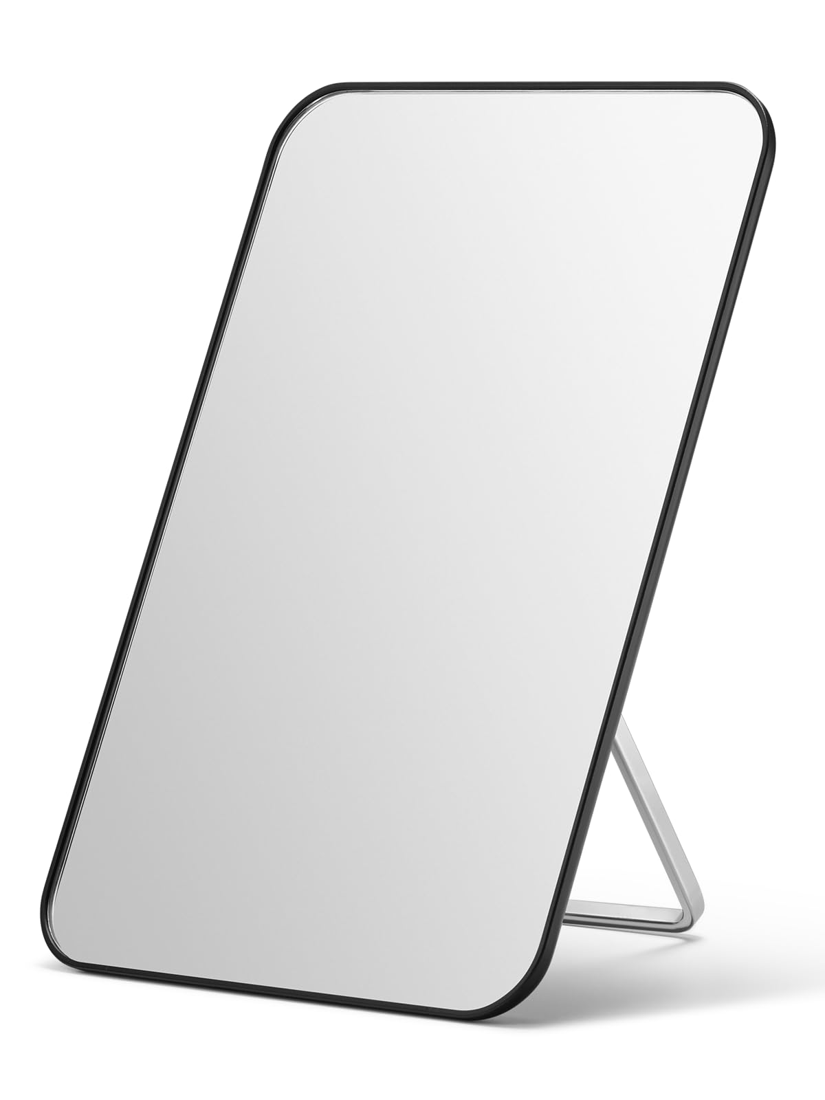 OMIRO 8 x 5 in Desk Makeup Mirror with Stand and Hanging Hole, White | Table Mirror with Foldable Bracket, Travel Mirror for Men and Women, Shaving and Travel, Distortion-Free Reflection