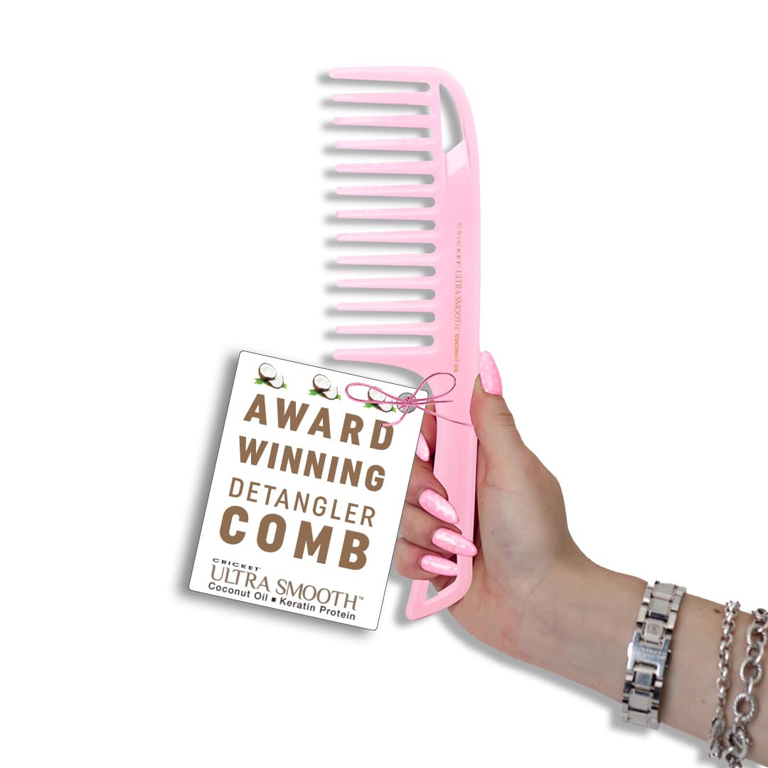 Cricket Ultra Smooth Detangler Comb for Wet, Dry, Long, Thick Hair Anti-Frizz Detangling Shower Comb with Argan & Olive Oils and Keratin Protein Infused Plastic
