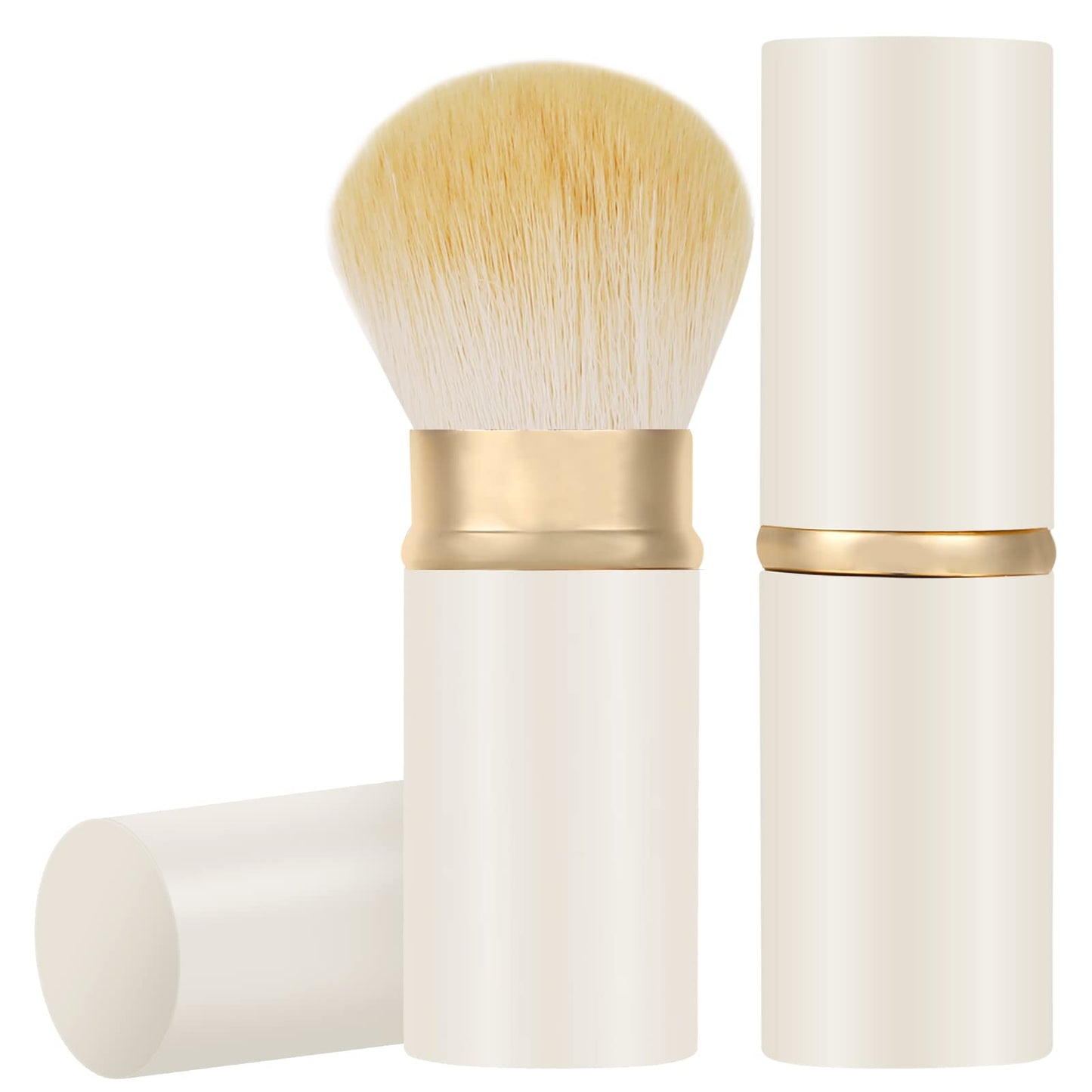 Retractable Kabuki Brush, Travel Powder Face Makeup Brushes | Portable Flawless Makeup Brush for Foundation, Blush, Bronzer, Buffing, Cruelty Free with Cover, Aluminum Handle