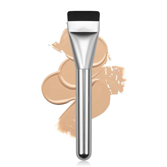 Flat Foundation Brush,Korean Makeup Brush Spatula Facial Brush | For Liquid Foundation,Premium Face Makeup Brush for Blending Cream (Silver)