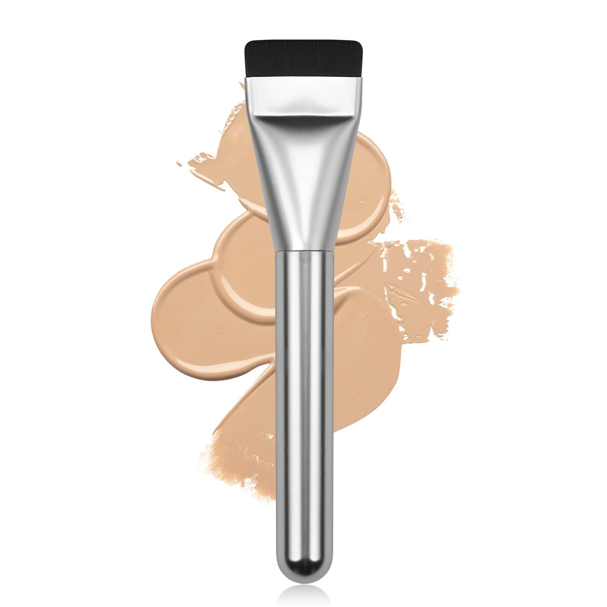 Flat Foundation Brush,Korean Makeup Brush Spatula Facial Brush | For Liquid Foundation,Premium Face Makeup Brush for Blending Cream (Silver)