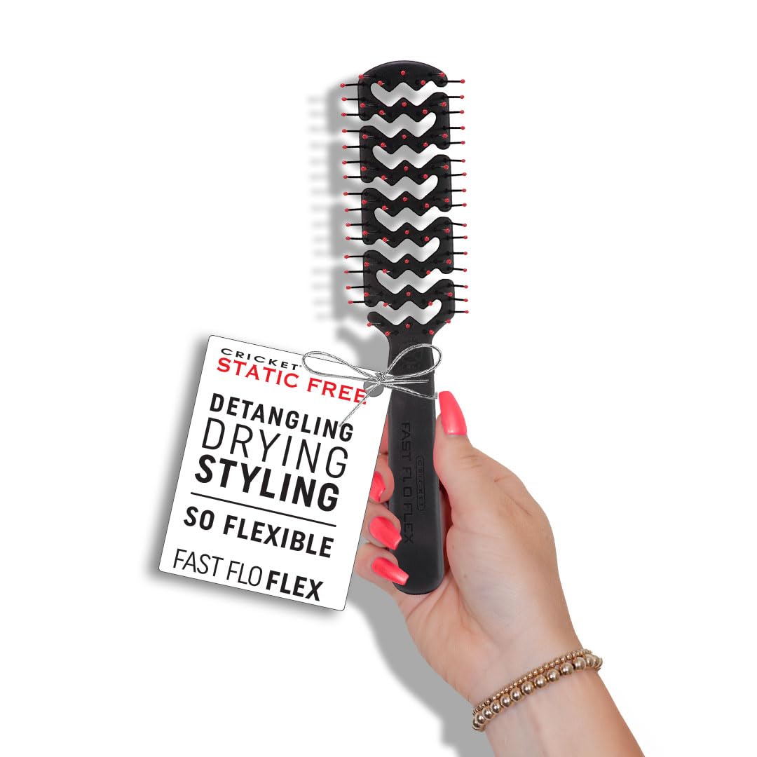 Cricket Static Free Cushion Styling 220 Hair Brush - Smoothing, Detangling, and Frizz-Free Styling - Anti-Static Metal Bristles for Thick, Curly, and Heavy Hair