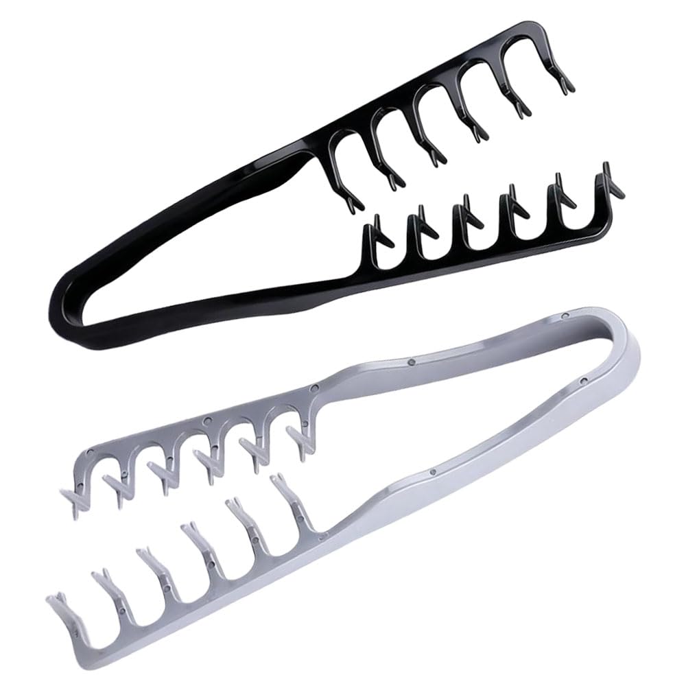 2 Packs Texture Comb - Wide & Fine-Tooth Volumizing Hair Styling Tool, Anti-Frizz Fluffy Hairbrush for Men & Women, Suitable for All Hair Types (Black + Gray)