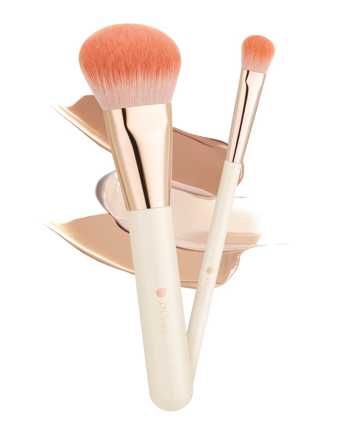 DUcare 3 Pcs Foundation Contour Blush Conceal Brush Set, Angled Synthetic Kabuki Brush for Blending Setting Buffing with Liquid, Cream and Powder Cosmetic(Black)