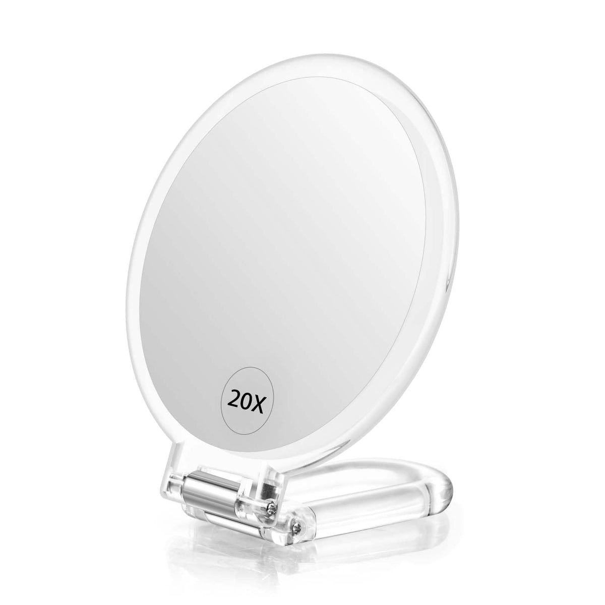 CLSEVXY Magnifying Handheld Mirror Double Sided, 1X 20X Magnification Hand Mirrors, Travel Folding Hand Held Mirror, 360°Rotation Pedestal Makeup Vanity Mirror