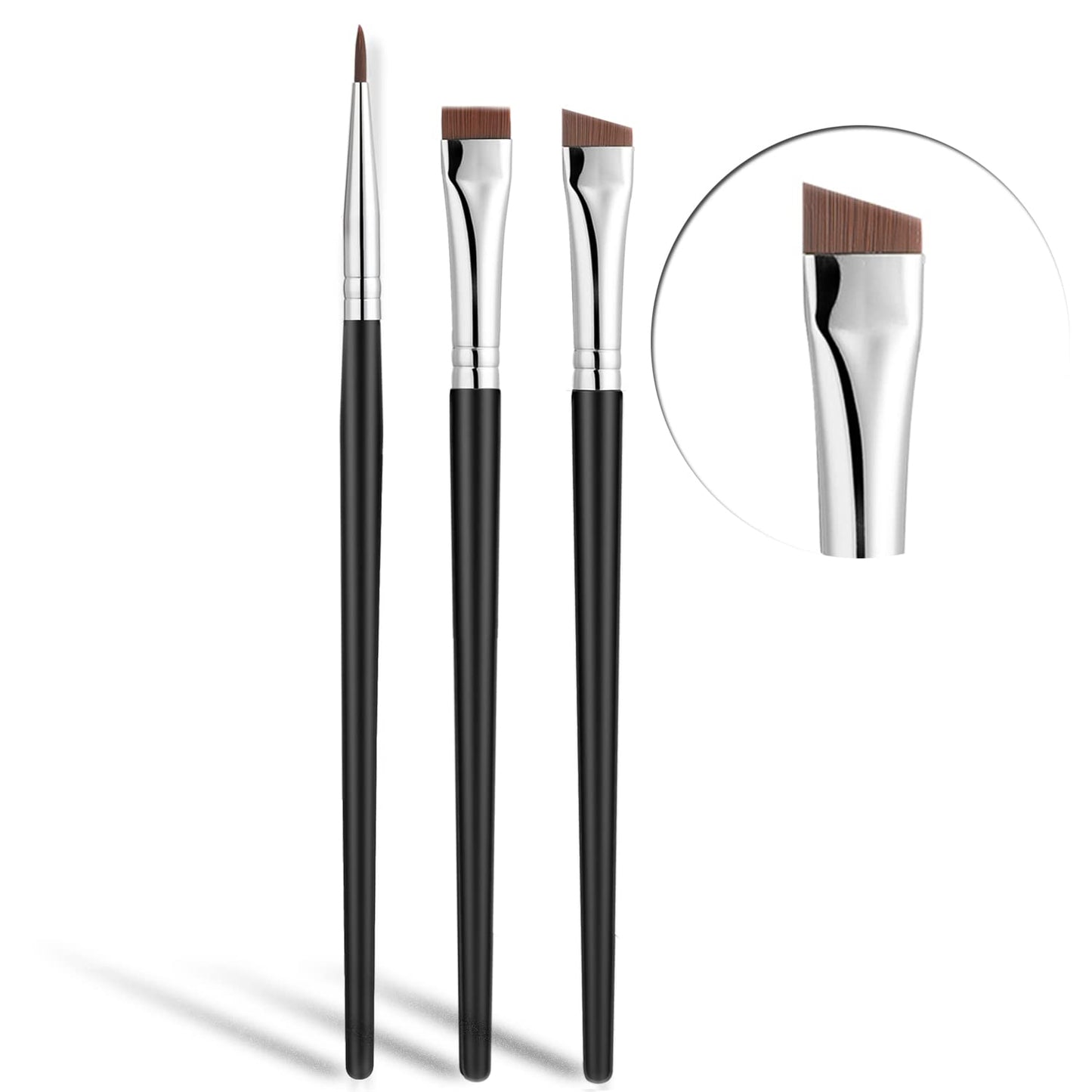 Fine Angled Eyeliner Brush, JASSINS Ultra thin EyeLiner Brushes Set(3PCS) | Fine Point Eyeliner Brush,Synthetic Bristles Eye Makeup Tool,Multi-Purpose Eyeliner Brushes for eyeliner,brows and eye makeup