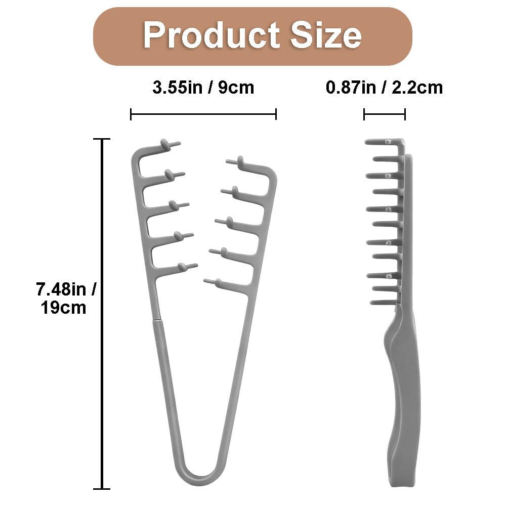 2 Packs Texture Comb - Wide & Fine-Tooth Volumizing Hair Styling Tool, Anti-Frizz Fluffy Hairbrush for Men & Women, Suitable for All Hair Types (Black + Gray)