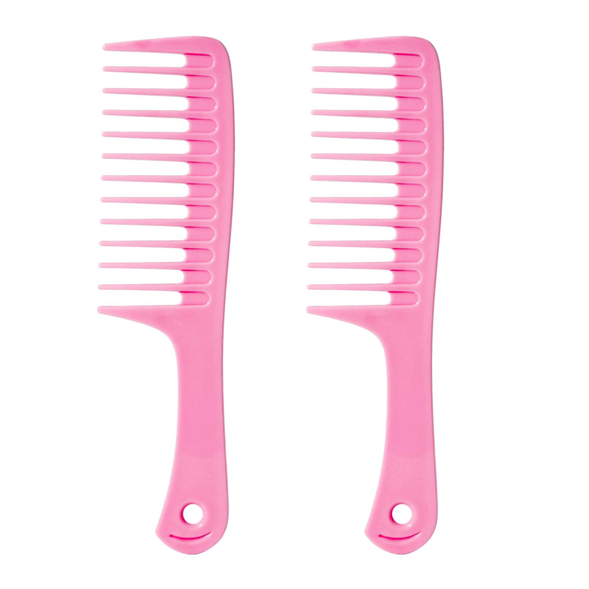 2PCS Wide Tooth Comb for Curly Hair, Large Detangling Comb for Wet or Dry Hair, Shower Comb for Women and Men(Black-Pink)