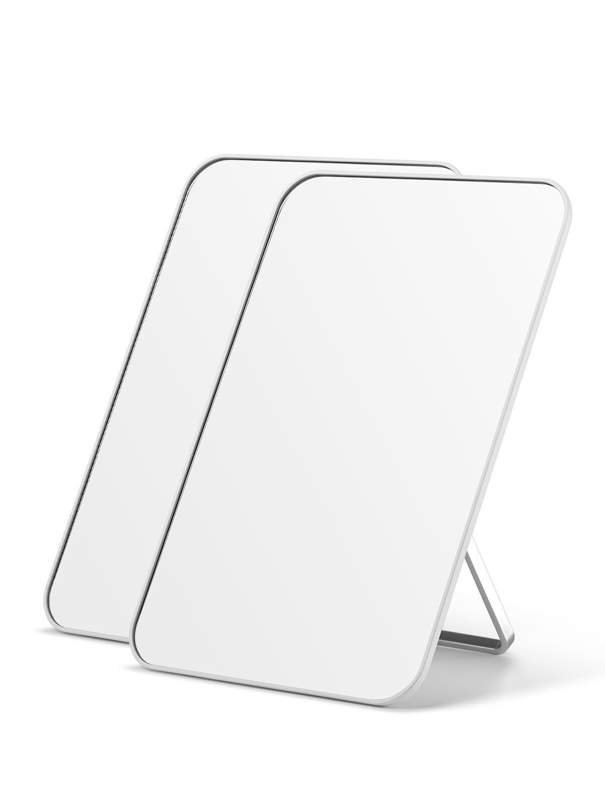 OMIRO 8 x 5 in Desk Makeup Mirror with Stand and Hanging Hole, White | Table Mirror with Foldable Bracket, Travel Mirror for Men and Women, Shaving and Travel, Distortion-Free Reflection