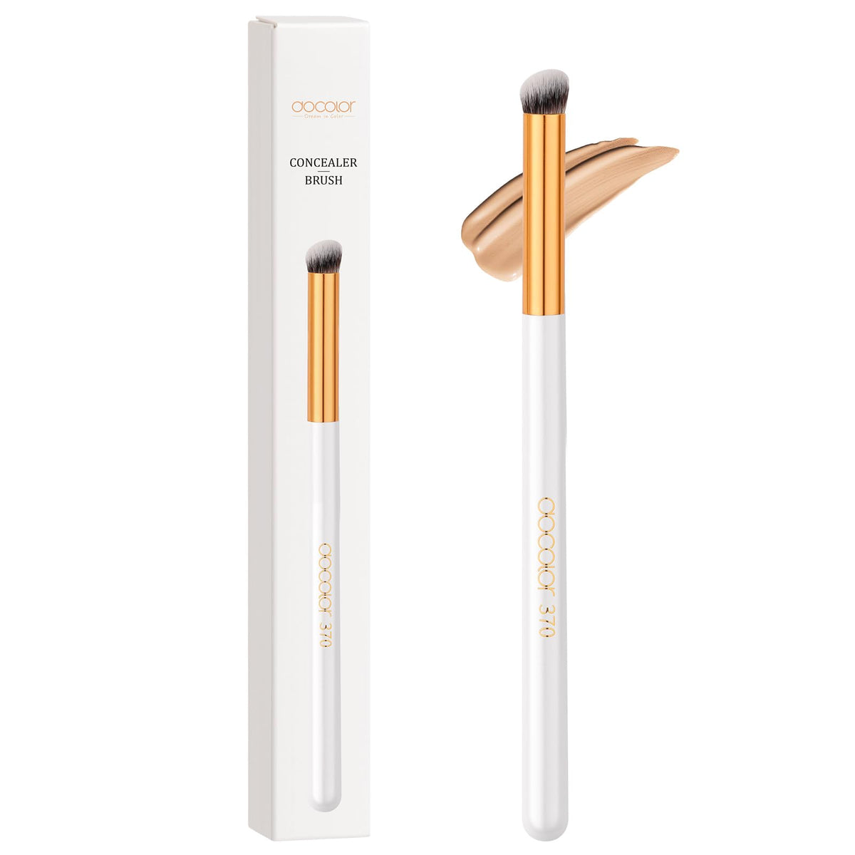 docolor Concealer Brush, 2PCS Angled Concealer Brushes Under Eye Mini Angled Flat Top Nose Contour Brush for Concealing Blending Setting