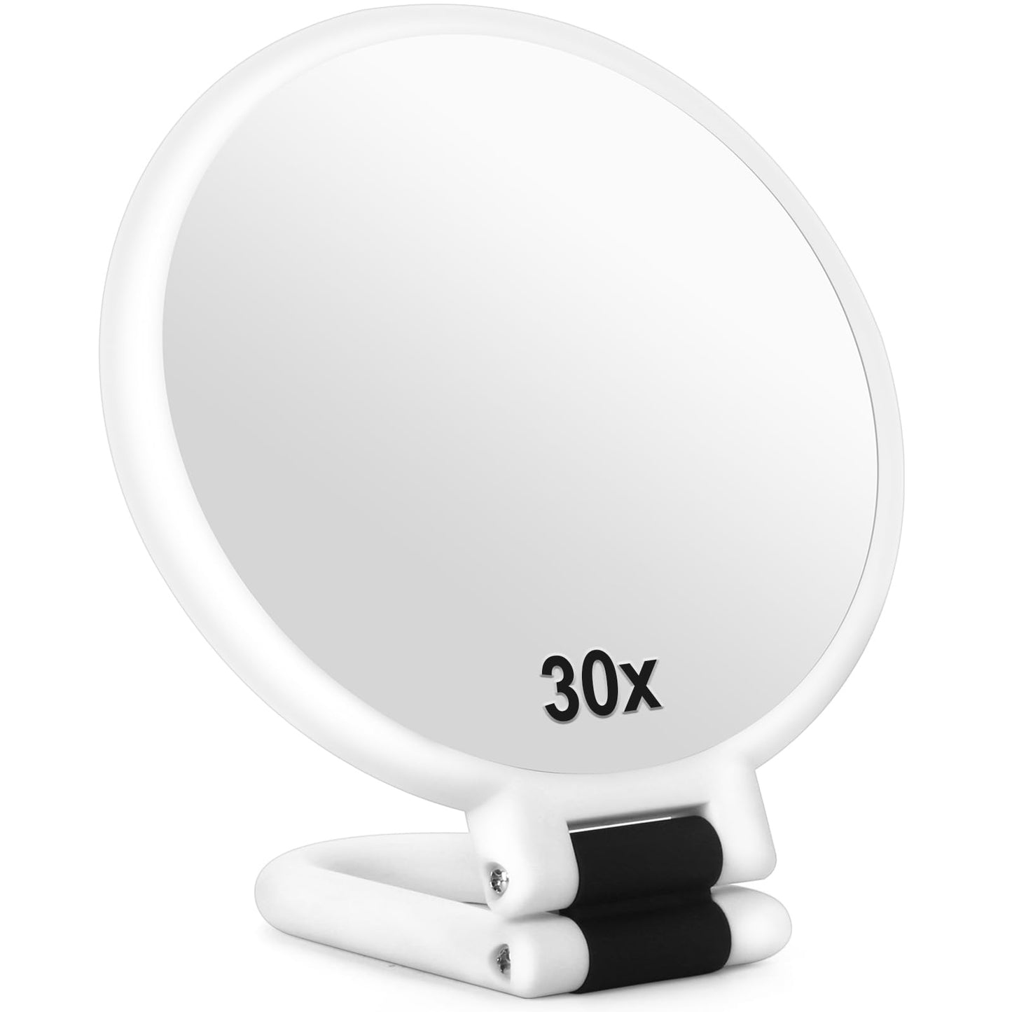 Sifolo 30x Magnifying Mirror, Travel Hand Mirrors with Handle - Double Side Handheld Mirror with 1X 30X Magnification & Adjustable Handle/Stand, Hand Held Foldable Travel Mirror for Makeup(Black)