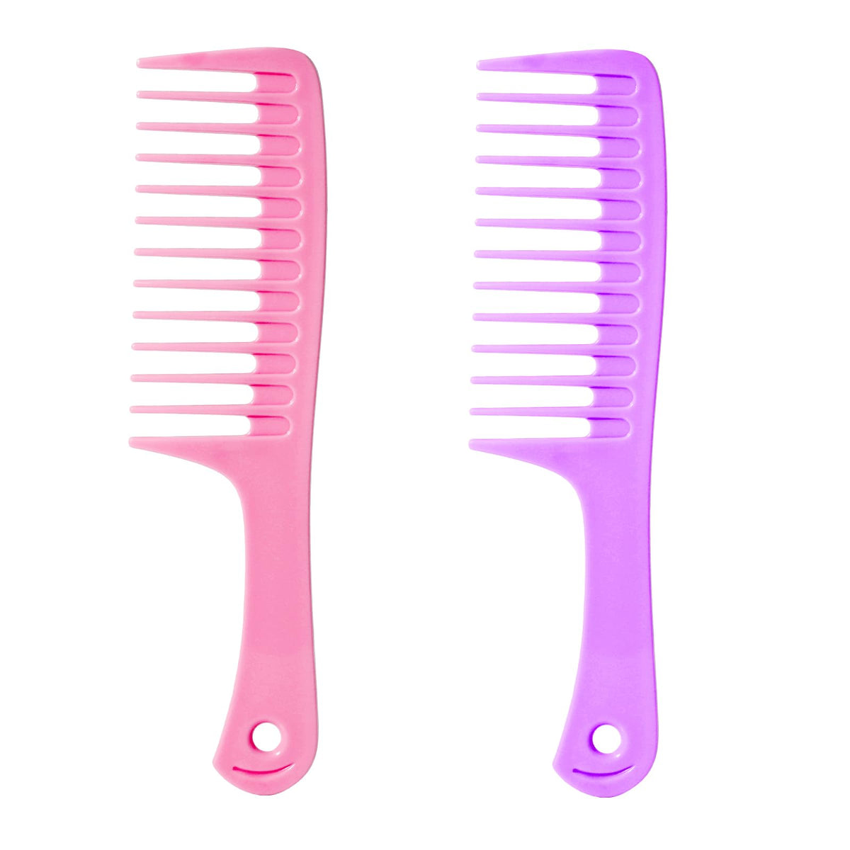2PCS Wide Tooth Comb for Curly Hair, Large Detangling Comb for Wet or Dry Hair, Shower Comb for Women and Men(Black-Pink)