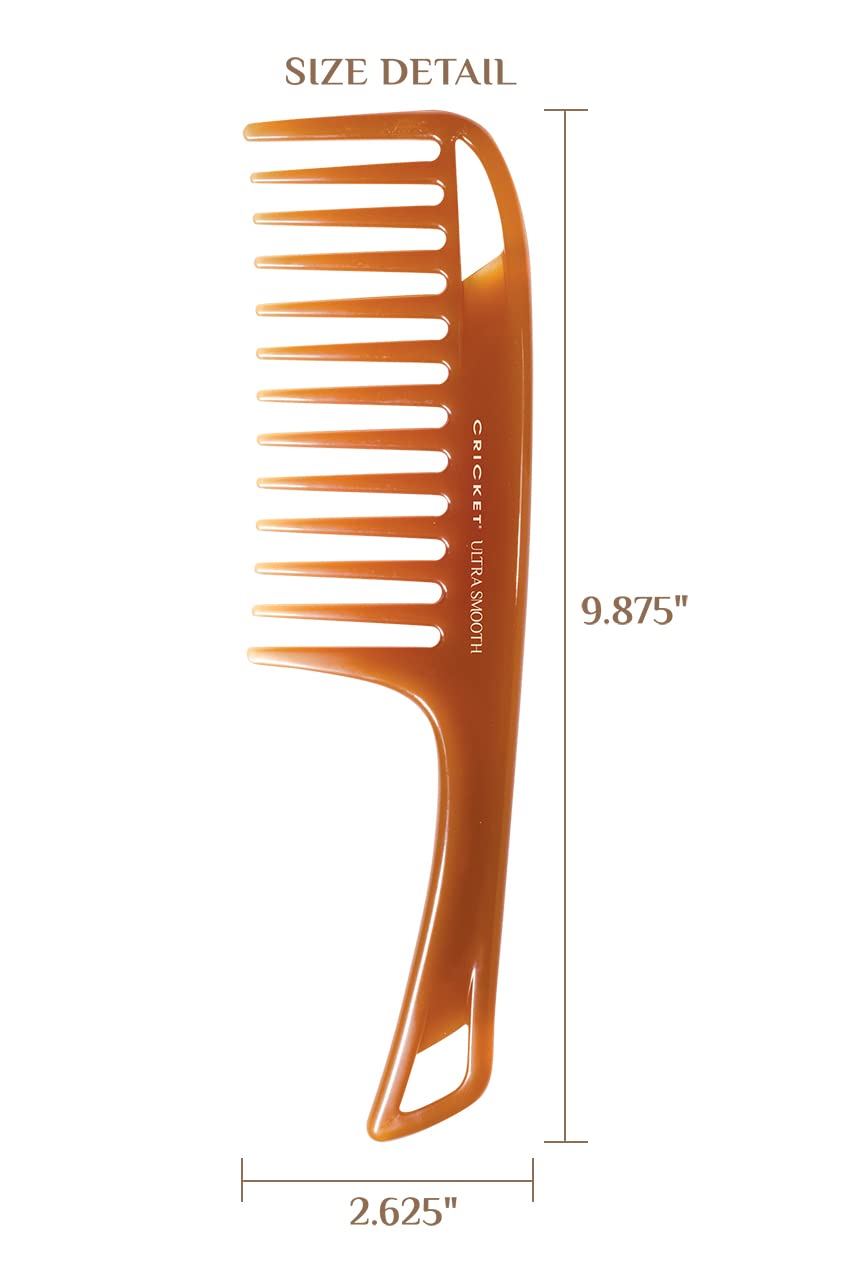 Cricket Ultra Smooth Detangler Comb for Wet, Dry, Long, Thick Hair Anti-Frizz Detangling Shower Comb with Argan & Olive Oils and Keratin Protein Infused Plastic