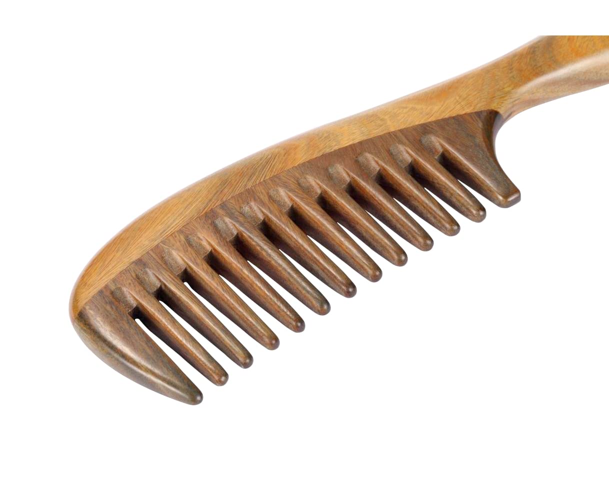 Louise Maelys Wooden Wide Tooth Hair Comb for Curly Detangling Sandalwood | Anti Static Smooth Teeth Reduce Snagging Breakage Scalp Massage Travel Friendly Size Grooming Gentle Hair Care Tool