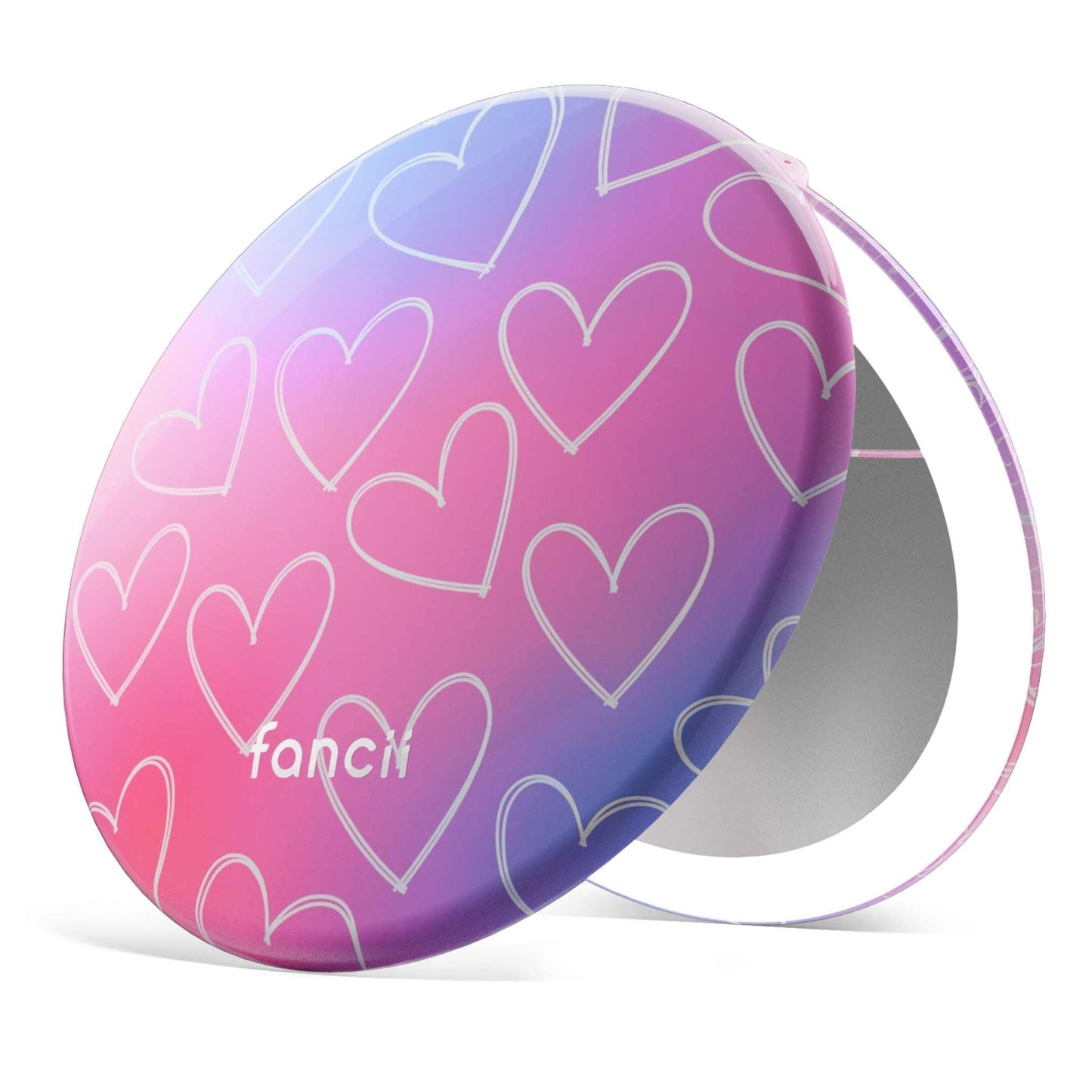 Fancii Taylor LED Lighted Travel Makeup Mirror, Rechargeable with 10x/1x Magnifying & 3 Light Settings - Compact, Portable, Large 5” Wide Hand Mirror for Handbag and Purses (Rose Gold)