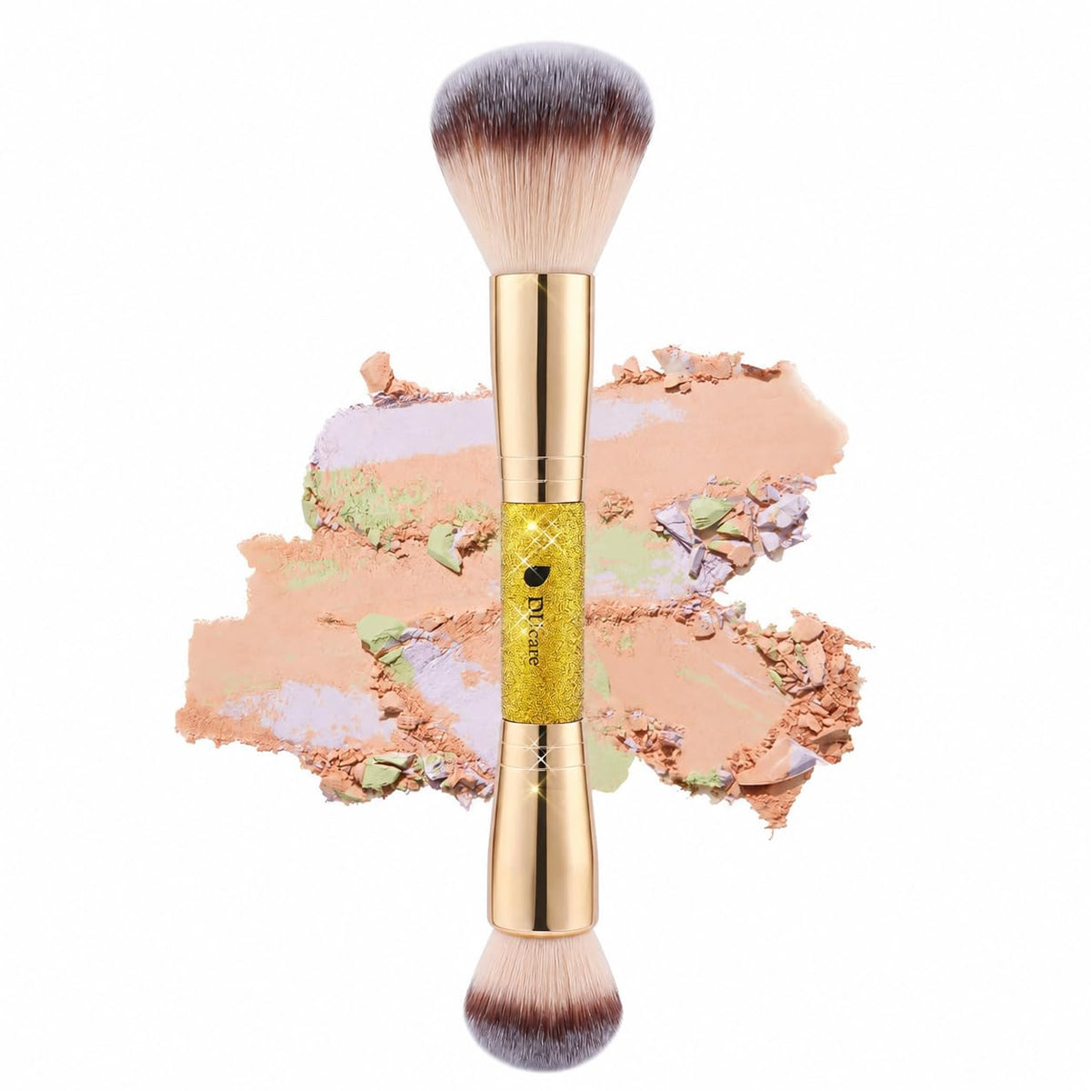 DUcare Dual-Ended Foundation Brush | Flat Top Kabuki & Angled makeup brushes, 100% Vegan Synthetic Makeup Brush for Flawless Blending Liquid, Powder, Cream, Blush