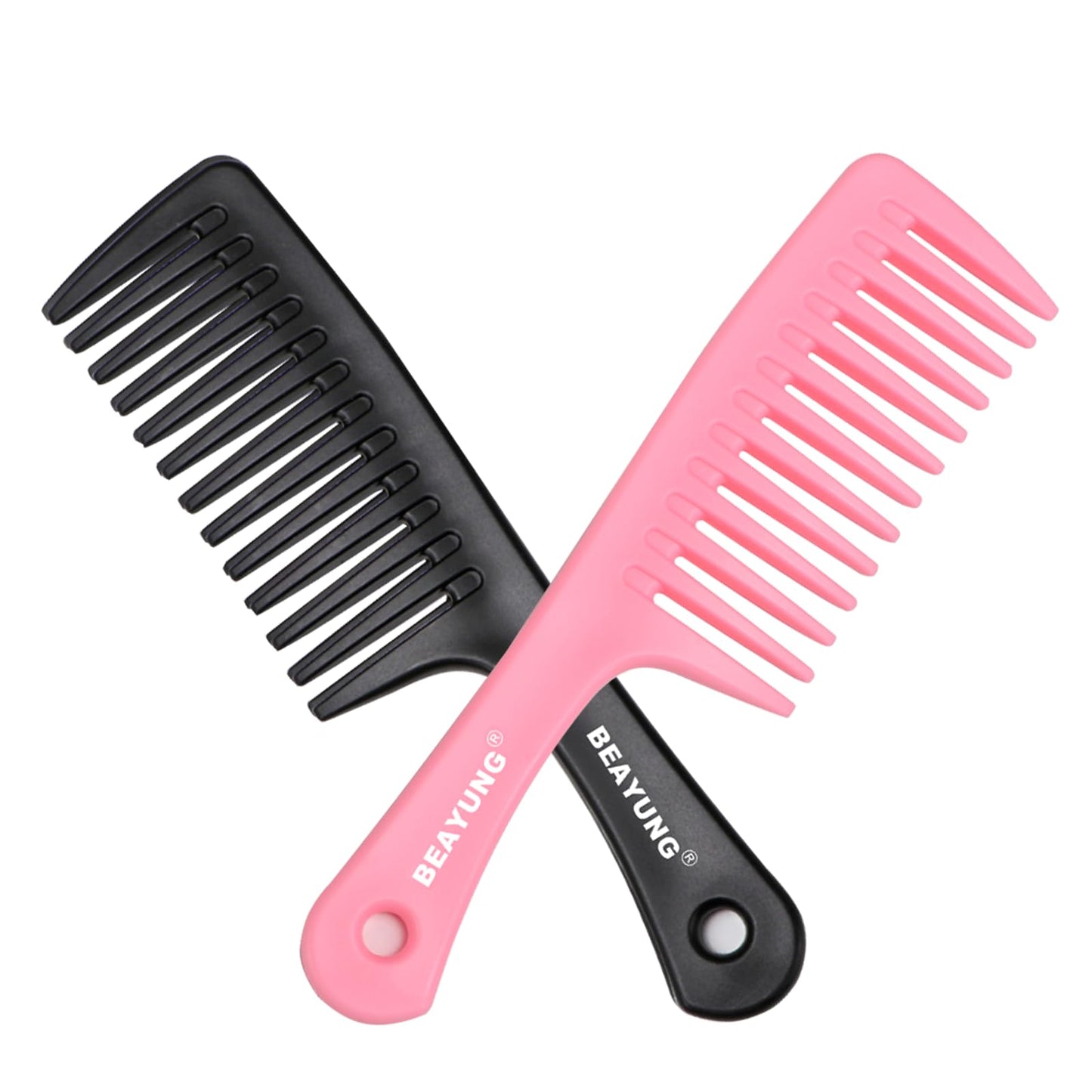 2PCS Large Wide Tooth Comb, Shower Combs, Hair comb for wet curly hair, Durable Hair Brush for Best Styling and Professional Hair Care(1Black,1White)